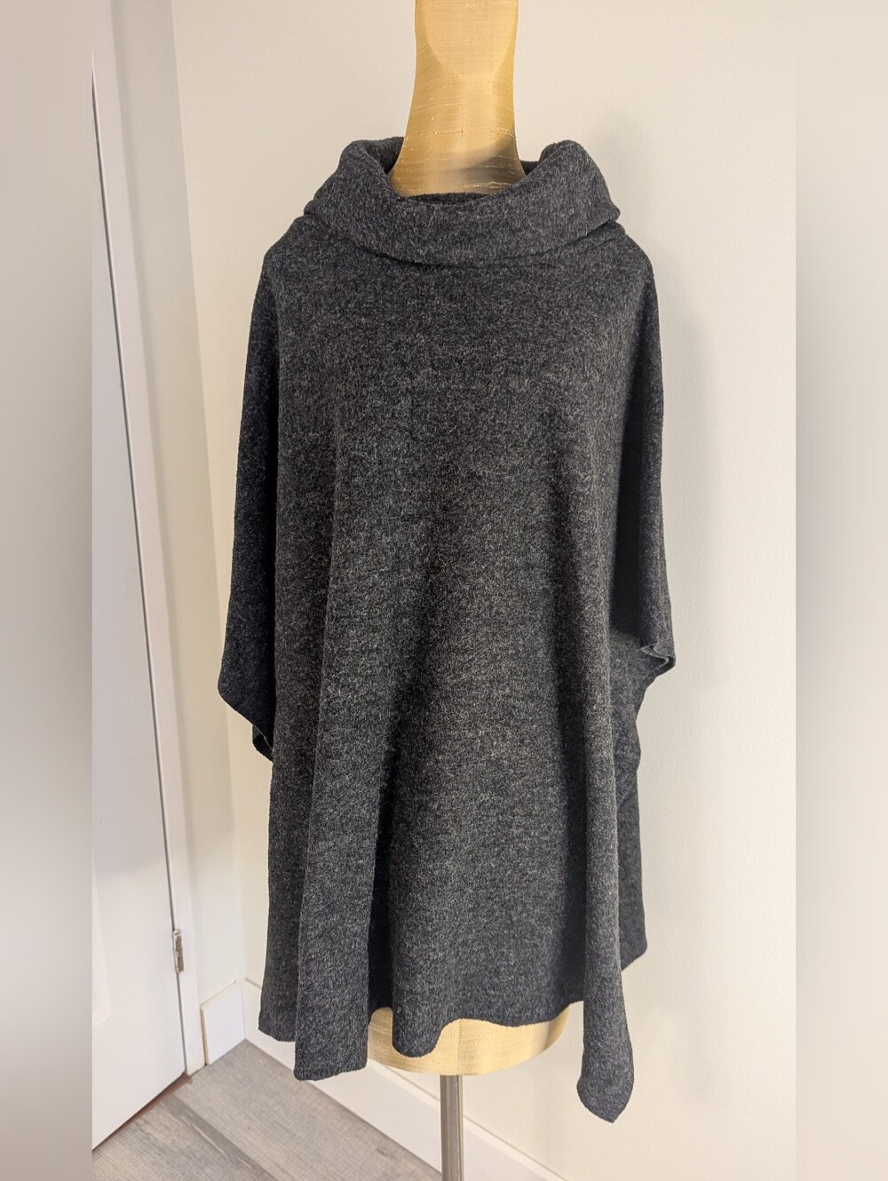 GapBody Dark Grey Cowl Neck Poncho Smooth Polyester Size M/L